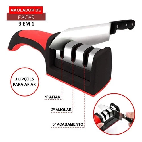 Amolador de Facas Profissional 3 em 1